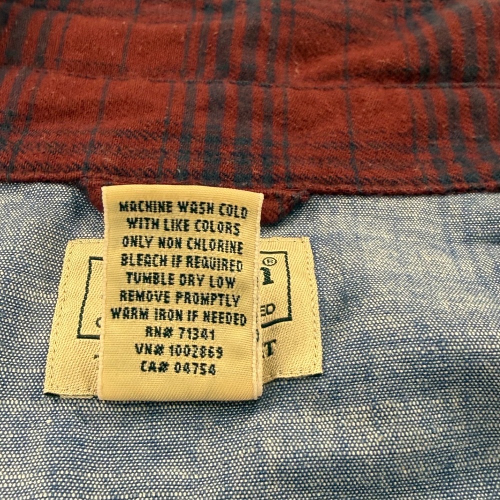 LL Bean Flannel Shirt Mens Medium Red Blue Plaid Traditional Fit 513053 - Picture 4 of 9